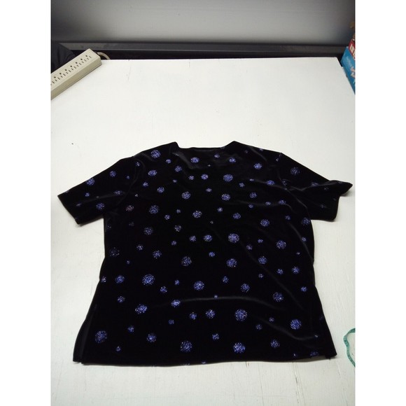 VTG Notations Clothing Co. Black Velvet 3 PC. Suit Snowflake Top Size Large - Picture 5 of 11